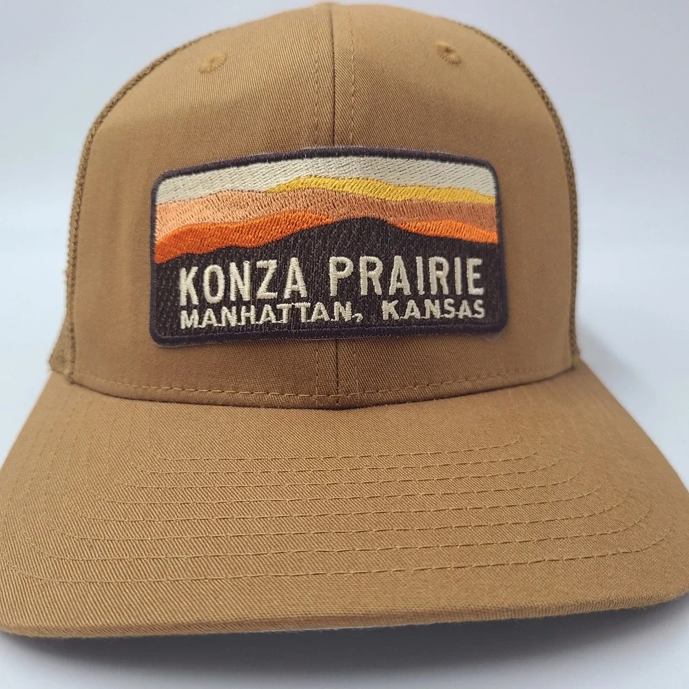Konza Prairie Hat Fitted (Seems S-M) Mesh Brown Patch Kansas Biological Station